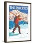 Skier Carrying Snow Skis, The Rockies-Lantern Press-Framed Art Print