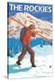 Skier Carrying Snow Skis, The Rockies-Lantern Press-Stretched Canvas