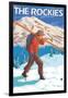 Skier Carrying Snow Skis, The Rockies-Lantern Press-Framed Art Print