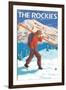 Skier Carrying Snow Skis, The Rockies-Lantern Press-Framed Art Print