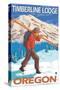 Skier Carrying Snow Skis, Timberline Lodge, OR-Lantern Press-Stretched Canvas