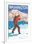 Skier Carrying Snow Skis, Washington-Lantern Press-Framed Art Print