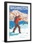 Skier Carrying Snow Skis, Washington-Lantern Press-Framed Art Print