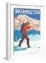 Skier Carrying Snow Skis, Washington-Lantern Press-Framed Art Print