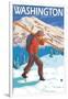 Skier Carrying Snow Skis, Washington-Lantern Press-Framed Art Print