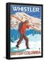 Skier Carrying Snow Skis, Whistler, BC Canada-null-Framed Poster