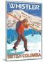 Skier Carrying Snow Skis, Whistler, BC Canada-null-Mounted Poster