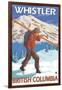 Skier Carrying Snow Skis, Whistler, BC Canada-Lantern Press-Framed Art Print