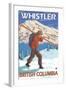 Skier Carrying Snow Skis, Whistler, BC Canada-Lantern Press-Framed Art Print