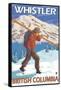 Skier Carrying Snow Skis, Whistler, BC Canada-Lantern Press-Framed Stretched Canvas