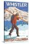 Skier Carrying Snow Skis, Whistler, BC Canada-Lantern Press-Stretched Canvas