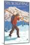 Skier Carrying Snow Skis, Wyoming-Lantern Press-Mounted Art Print