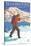 Skier Carrying Snow Skis, Yellowstone National Park-Lantern Press-Stretched Canvas