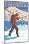 Skier Carrying - Steamboat Springs, Colorado, c.2008-Lantern Press-Mounted Art Print