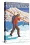 Skier Carrying - Steamboat Springs, Colorado, c.2008-Lantern Press-Stretched Canvas