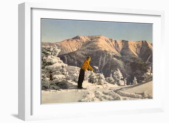 Skier Contemplating Mountain-null-Framed Art Print