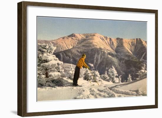 Skier Contemplating Mountain-null-Framed Art Print