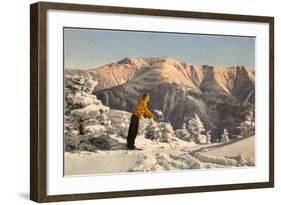 Skier Contemplating Mountain-null-Framed Art Print