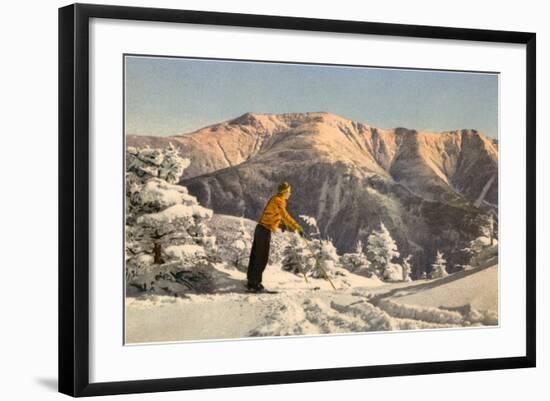 Skier Contemplating Mountain-null-Framed Art Print
