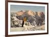 Skier Contemplating Mountain-null-Framed Art Print