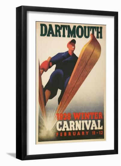 Skier, Dartmouth Winter Carnival-null-Framed Art Print