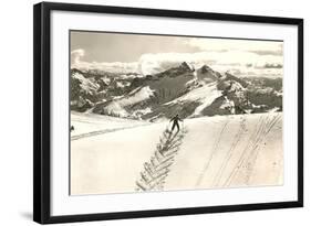 Skier Doing Herring-Bone Uphill-null-Framed Art Print