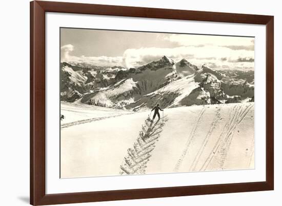 Skier Doing Herring-Bone Uphill-null-Framed Premium Giclee Print