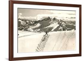 Skier Doing Herring-Bone Uphill-null-Framed Premium Giclee Print