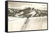 Skier Doing Herring-Bone Uphill-null-Framed Stretched Canvas