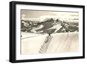 Skier Doing Herring-Bone Uphill-null-Framed Art Print