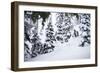 Skier Drops An Air In The Backcountry Near Mount Baker Ski Area During A Huge Winter Storm Cycle-Jay Goodrich-Framed Photographic Print