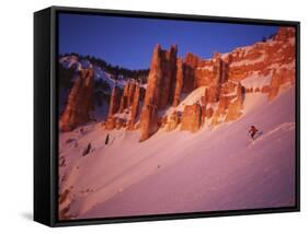 Skier Enjoys Alpenglow, Cedar Breaks National Monument, Utah, USA-Howie Garber-Framed Stretched Canvas