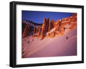 Skier Enjoys Alpenglow, Cedar Breaks National Monument, Utah, USA-Howie Garber-Framed Premium Photographic Print