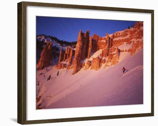 Skier Enjoys Alpenglow, Cedar Breaks National Monument, Utah, USA-Howie Garber-Framed Photographic Print