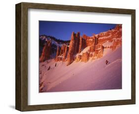 Skier Enjoys Alpenglow, Cedar Breaks National Monument, Utah, USA-Howie Garber-Framed Photographic Print