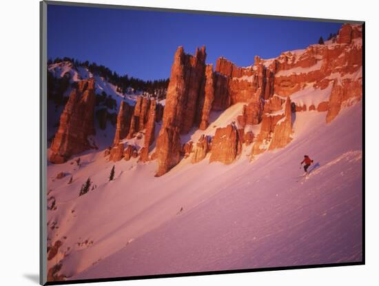 Skier Enjoys Alpenglow, Cedar Breaks National Monument, Utah, USA-Howie Garber-Mounted Photographic Print