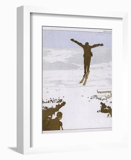 Skier Flies Through the Air-Olaf Gulbransson-Framed Photographic Print