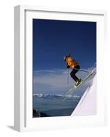Skier Flying Downhill-null-Framed Photographic Print