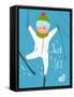 Skier Funny Free Rider Jump Fun Poster Design. Funky Skiing Winter Exercise Fun Extreme Sport Invit-Popmarleo-Framed Stretched Canvas