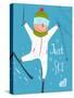 Skier Funny Free Rider Jump Fun Poster Design. Funky Skiing Winter Exercise Fun Extreme Sport Invit-Popmarleo-Stretched Canvas