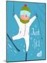 Skier Funny Free Rider Jump Fun Poster Design. Funky Skiing Winter Exercise Fun Extreme Sport Invit-Popmarleo-Mounted Art Print