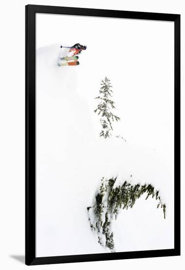 Skier Goes Huge During A Blizzard At Mt Baker Ski Area-Jay Goodrich-Framed Photographic Print