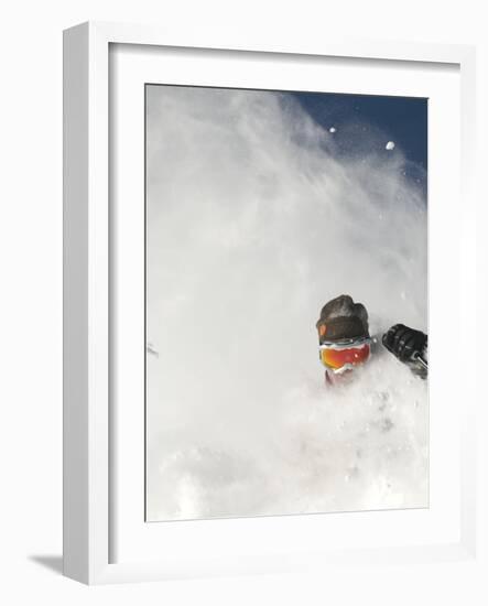 Skier in deep powder at Alta, Utah-Lee Cohen-Framed Photographic Print