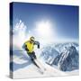 Skier In High Mountains-dellm60-Stretched Canvas