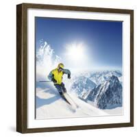 Skier In High Mountains-dellm60-Framed Photographic Print