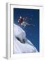 Skier in Mid-Air Above Snow on Ski Slopes-null-Framed Photo