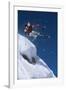 Skier in Mid-Air Above Snow on Ski Slopes-null-Framed Photo