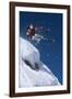 Skier in Mid-Air Above Snow on Ski Slopes-null-Framed Photo