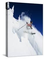 Skier in Powder at Big Mountain Resort, Whitefish, Montana, USA-Chuck Haney-Stretched Canvas