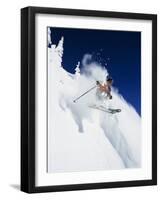 Skier in Powder at Big Mountain Resort, Whitefish, Montana, USA-Chuck Haney-Framed Photographic Print